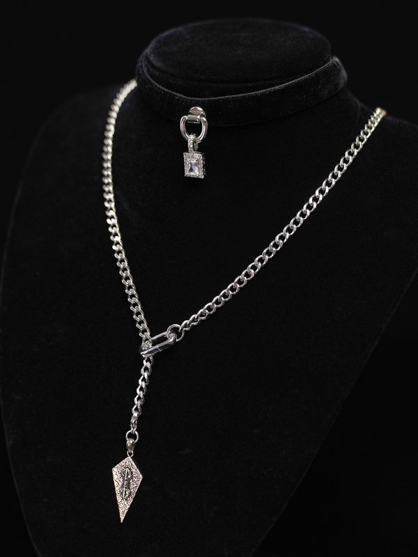 Chaîne coulissante en argent avec bouclier de chevalier