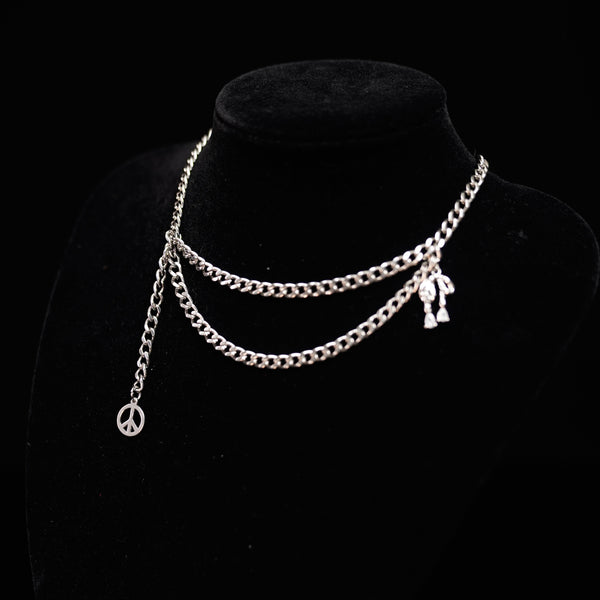 シルバーピースレイヤードチョーカー