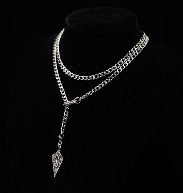 Chaîne coulissante en argent avec bouclier de chevalier