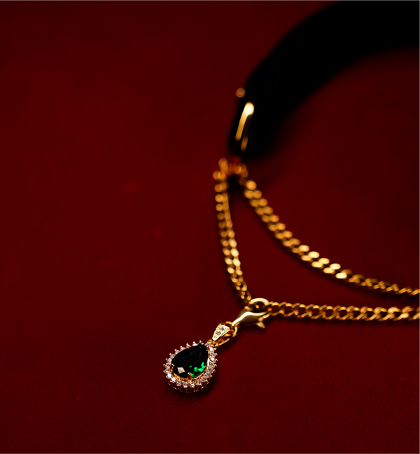 エメラルドグローベルベットチョーカー