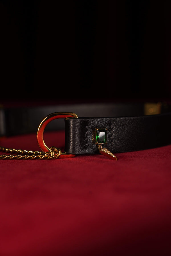 EMERALD EDGE — Gold Lambskin Choker