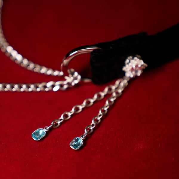 Saphir-Drift-Samt-Halsband