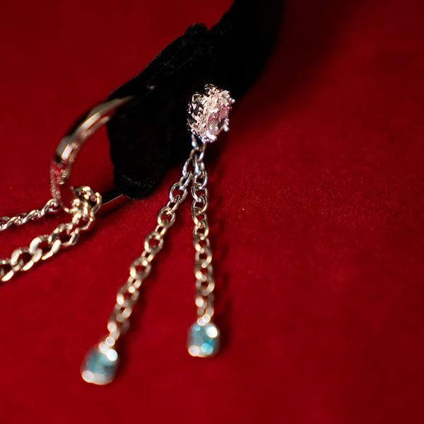 Saphir-Drift-Samt-Halsband