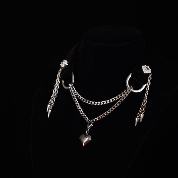 シルバーハートベルベットチョーカー