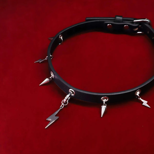 Gargantilla de cuero con púas para parejas del Pacto Punk
