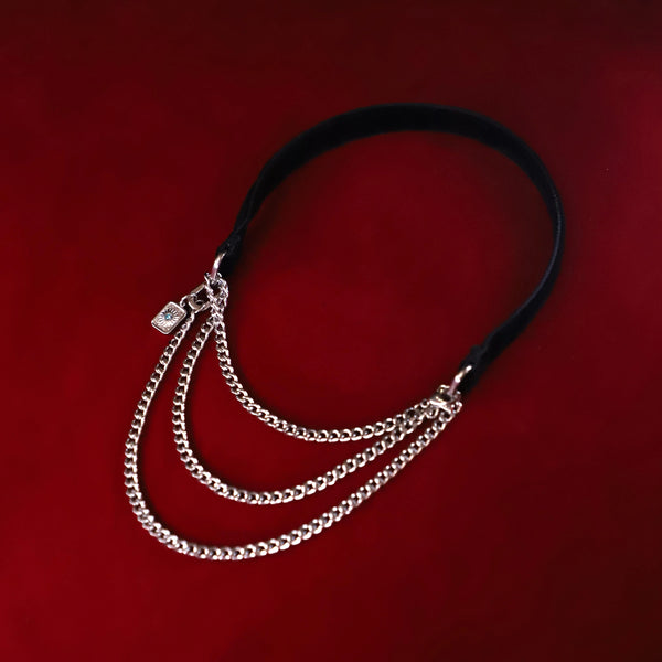 Girocollo in velluto Silver Reverie – Regolabile 2 in 1