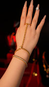 Golden Linked Elegance Hand Chain Bracelet