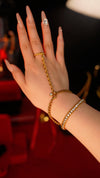 Golden Linked Elegance Hand Chain Bracelet