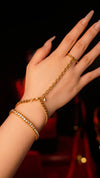 Golden Linked Elegance Hand Chain Bracelet