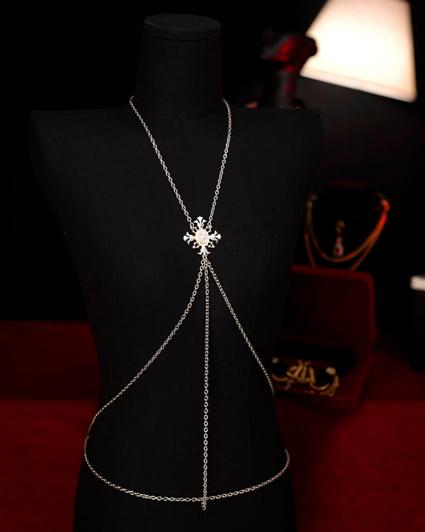Lightning Frost Body Chain – Multi-Way Wear Silver Harness