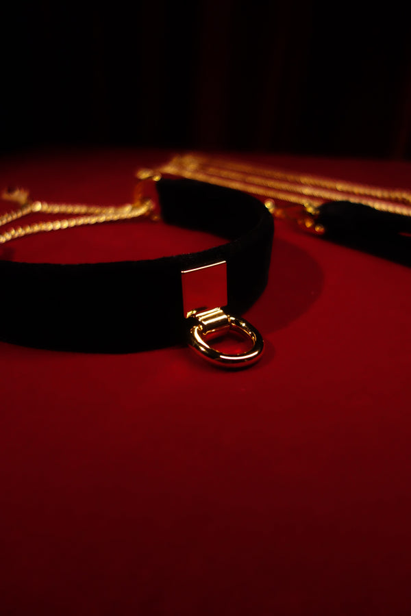 Optional back D-ring on black velvet choker