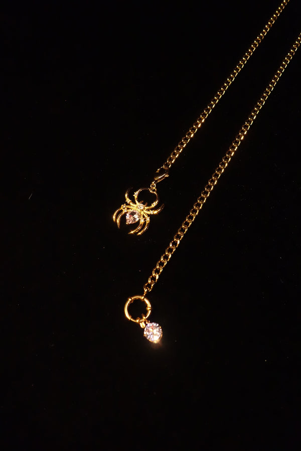 ARACHNE SILK SLIDER <br>Spider Zirconia · Gold & Silver