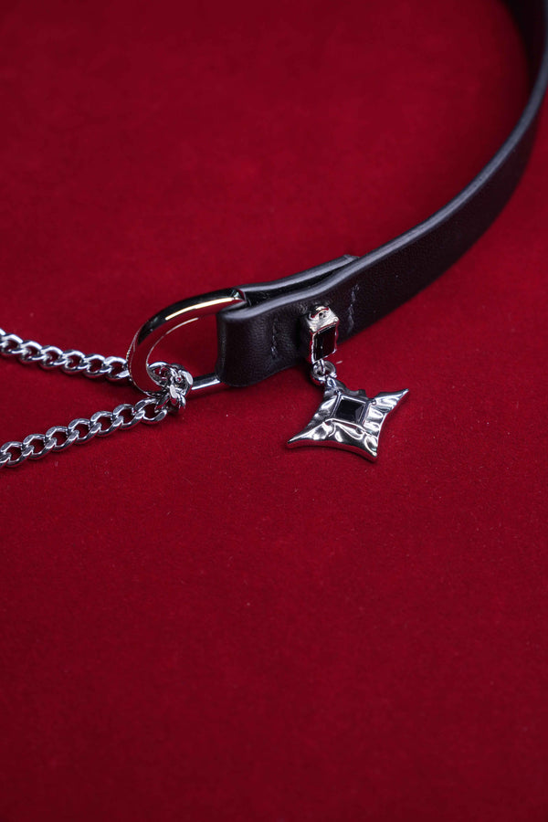 STAR CUE — Silver Lambskin Choker