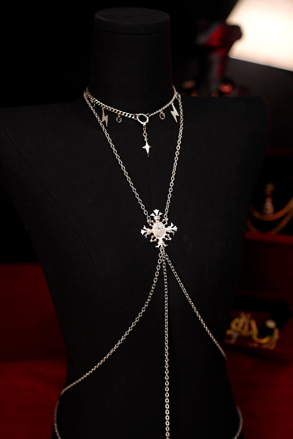 Lightning Frost Body Chain – Multi-Way Wear Silver Harness