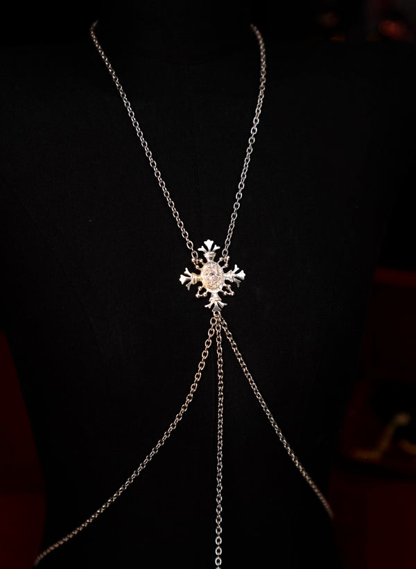 Lightning Frost Body Chain – Multi-Way Wear Silver Harness