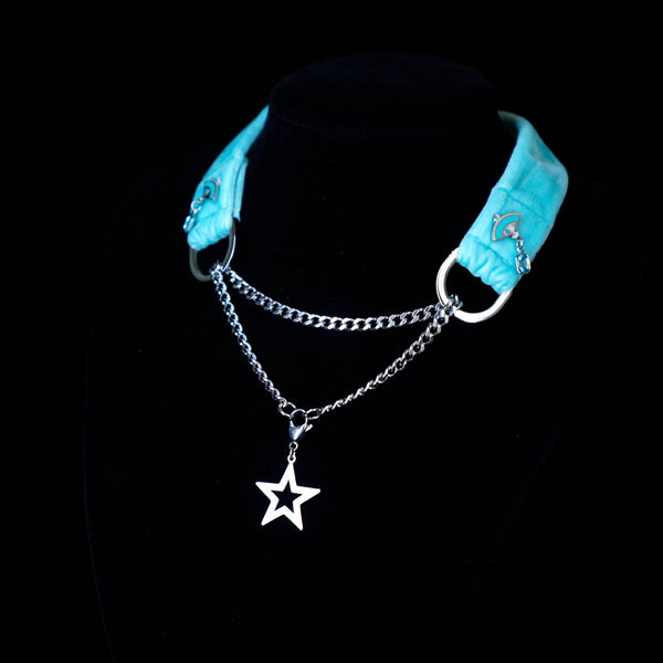 Summer Exclusive——Velvet Starglint – Aqua Choker