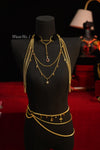 Blood Rose Gold Body Jewelry Set– Choker + Waist Chain + Shoulder Chains