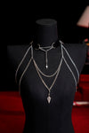 Moonveil Silver Body Jewelry Set – Choker + Waist Chain + Shoulder Chains