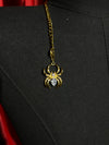 Gold spider crystal slider necklace detail