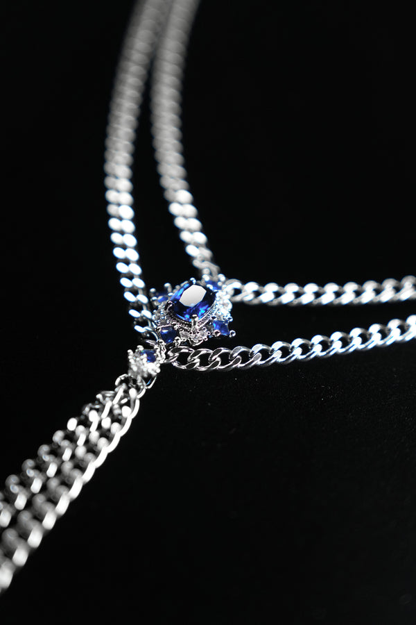 AZURE DUET | Blue Double-Layer Tassel Necklace, product image 4
