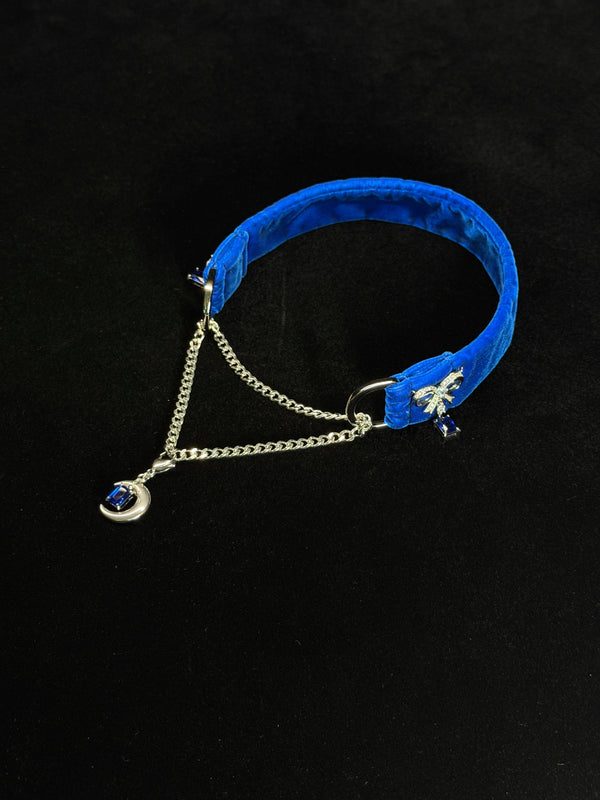 BLUE MOON BOW velvet adjustable choker top view