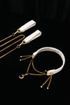 IVORY REVERIE white choker with matching white cuffs and gold-tone chains