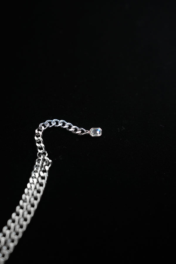 LUMINOUS DUET | Silver Double-Layer Tassel Necklace, product image 5