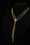 VERDANT DUET | Green & Gold Double-Layer Tassel Necklace, product image 2
