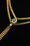 VERDANT DUET | Green & Gold Double-Layer Tassel Necklace, product image 3