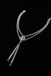 VERDANT DUET | Green & Silver Double-Layer Tassel Necklace, product image 1