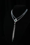VERDANT DUET | Green & Silver Double-Layer Tassel Necklace, product image 2
