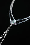 VERDANT DUET | Green & Silver Double-Layer Tassel Necklace, product image 3