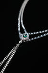 VERDANT DUET | Green & Silver Double-Layer Tassel Necklace, product image 4