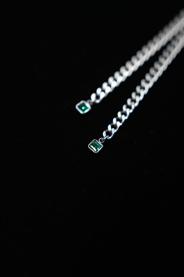 VERDANT DUET | Green & Silver Double-Layer Tassel Necklace, product image 5