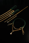 Green velvet choker with detachable gold-tone chains