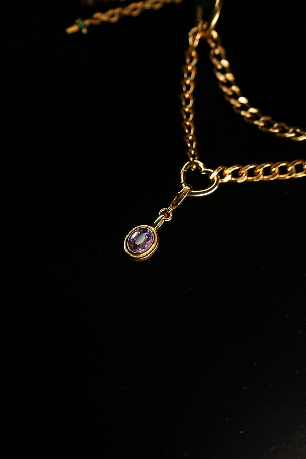 Detachable oval purple zircon pendant